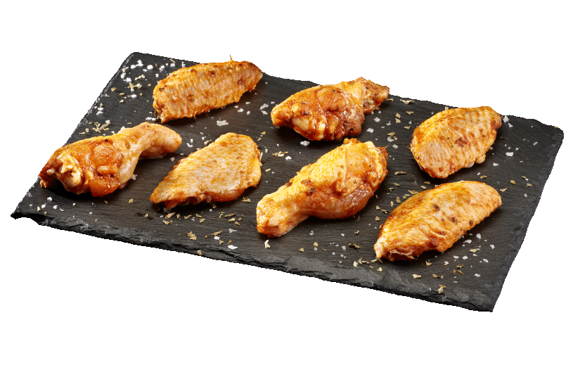 Alas de pollo troceadas y adobadas