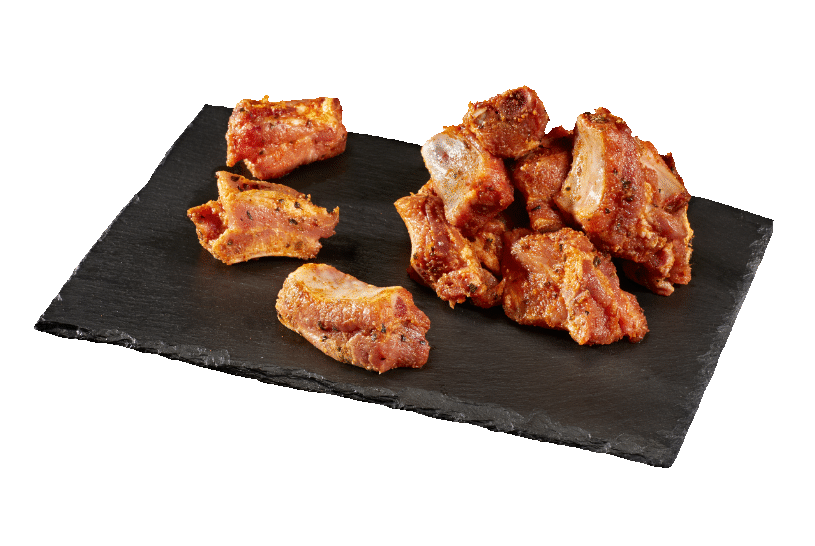 Costillas de cerdo troceadas y adobadas